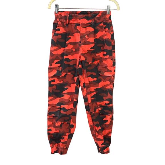 V.I.P. Camo Cargo Jogger Pants Pullon SZ 1/25 Red Black Vibrant - Picture 1 of 8